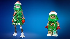 Winterfest Bushranger and its LEGO skin in Fortnite