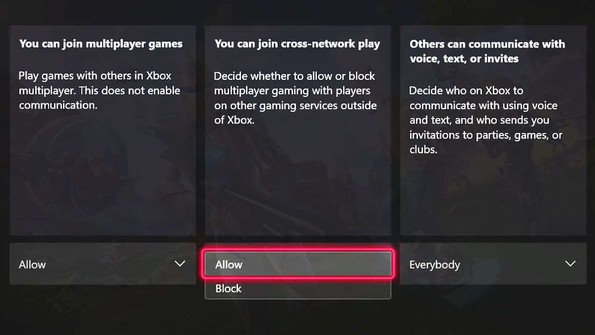 Disabling crossplay on Xbox