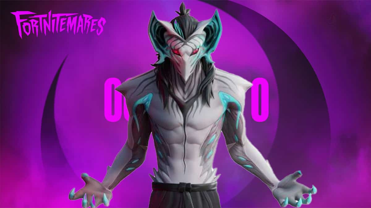 An image of a demon in front of a purple background during Fortnitemares.