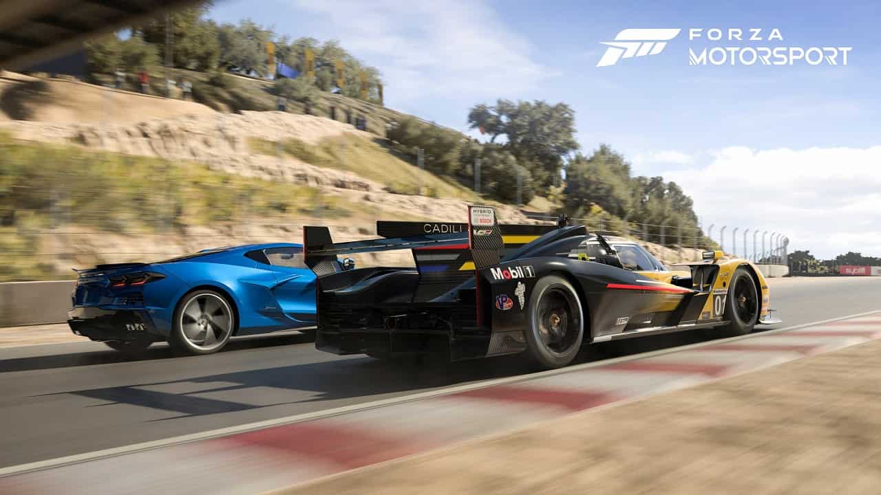 Forza Motorsport crossplay: An image of two cars in the game.
