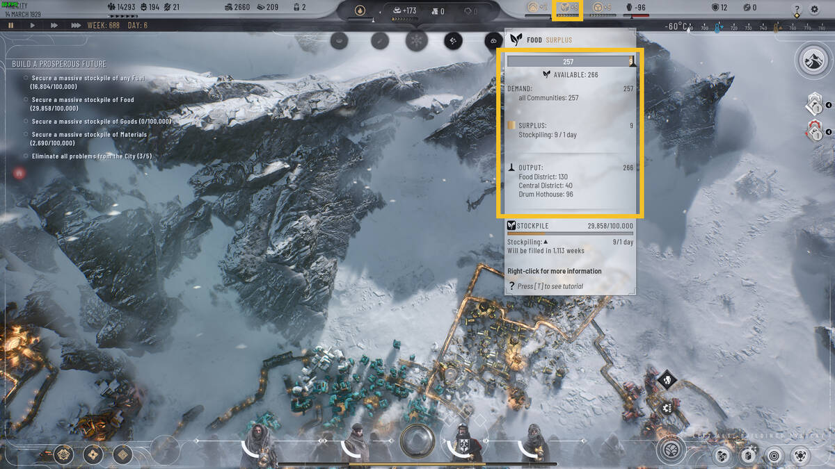 Frostpunk 2 how to reduce Disease: an industrial city in a snowy landscape.