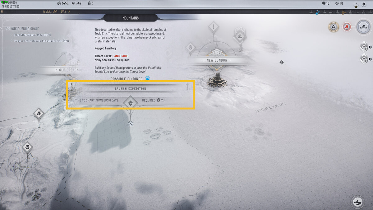 Frostpunk 2 Frostland Teams: isometric view of an icy expanse.