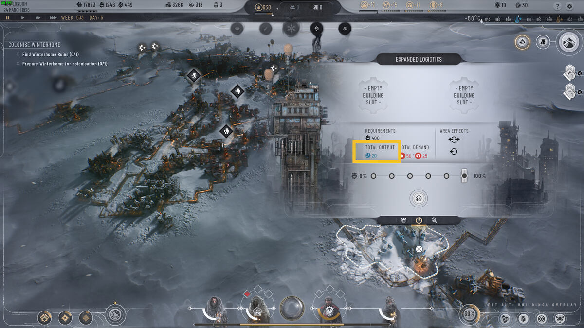 Frostpunk 2 Frostland Teams: factory on a frosty expanse.