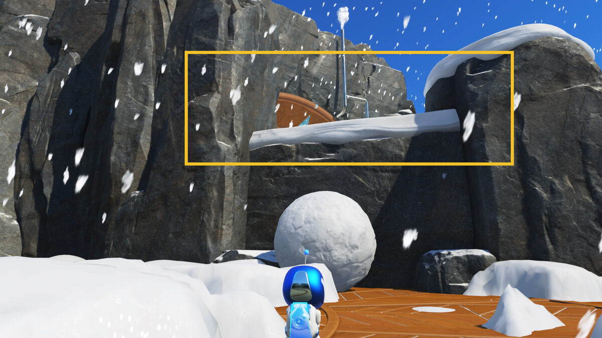 Astro Bot Frozen Meal: Astro exploring the Frozen Meal level in the Feather Cluster.