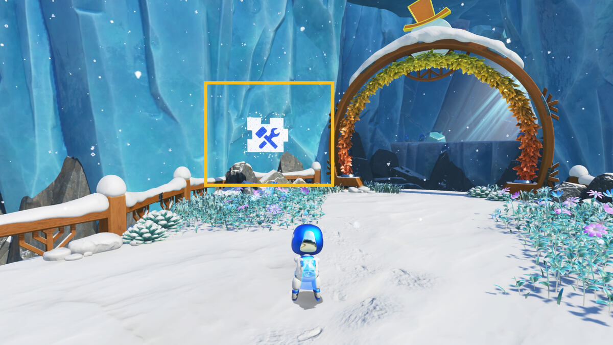Astro Bot Frozen Meal: Astro exploring the Frozen Meal level in the Feather Cluster.