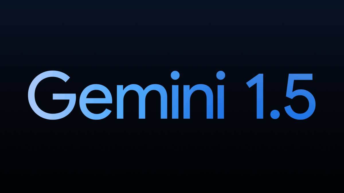 A blue text on a black background with Gemini 1.5 release date.