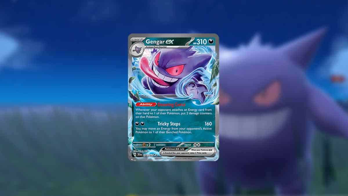 A Gengar ex card above a blurred image of another Gengar.