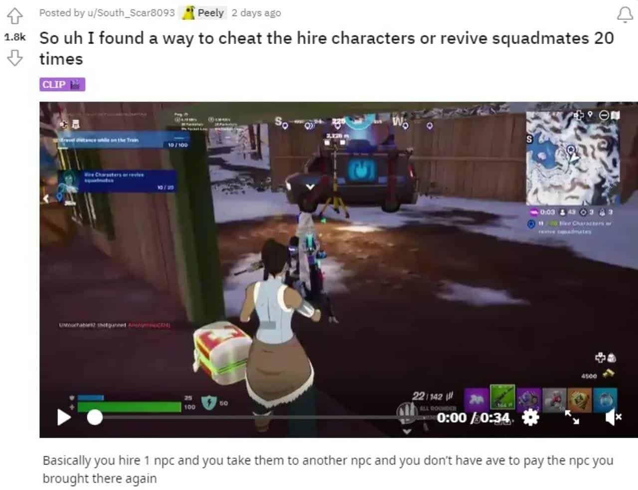 Fortnite genius trick: A player hiring then firing NPCs in Fortnite.