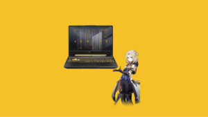 Woman with best gaming laptop.