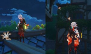 Kazuha looks at Philanemo Mushrooms in Genshin Impact