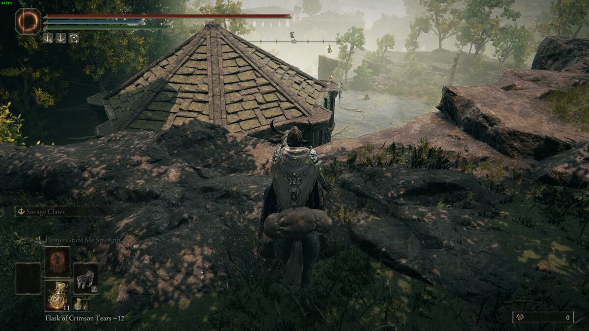 Elden Ring Shadow of the Erdtree giant rauh: Tarnished in rauh ruins.