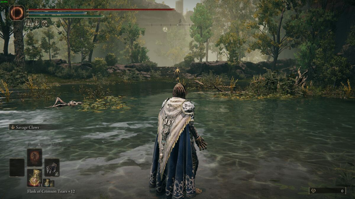 Elden Ring Shadow of the Erdtree giant rauh: Tarnished in the Rauh ruins.