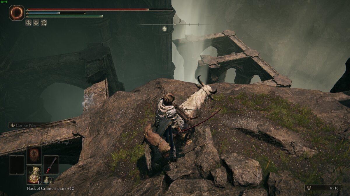 Elden Ring Shadow of the Erdtree giant rauh: Tarnished in the Rauh ruins.