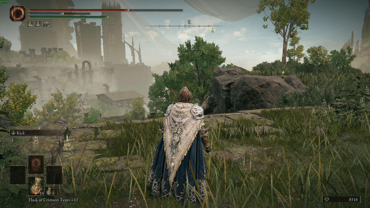 Elden Ring Shadow of the Erdtree giant rauh: Tarnished in the Rauh ruins.