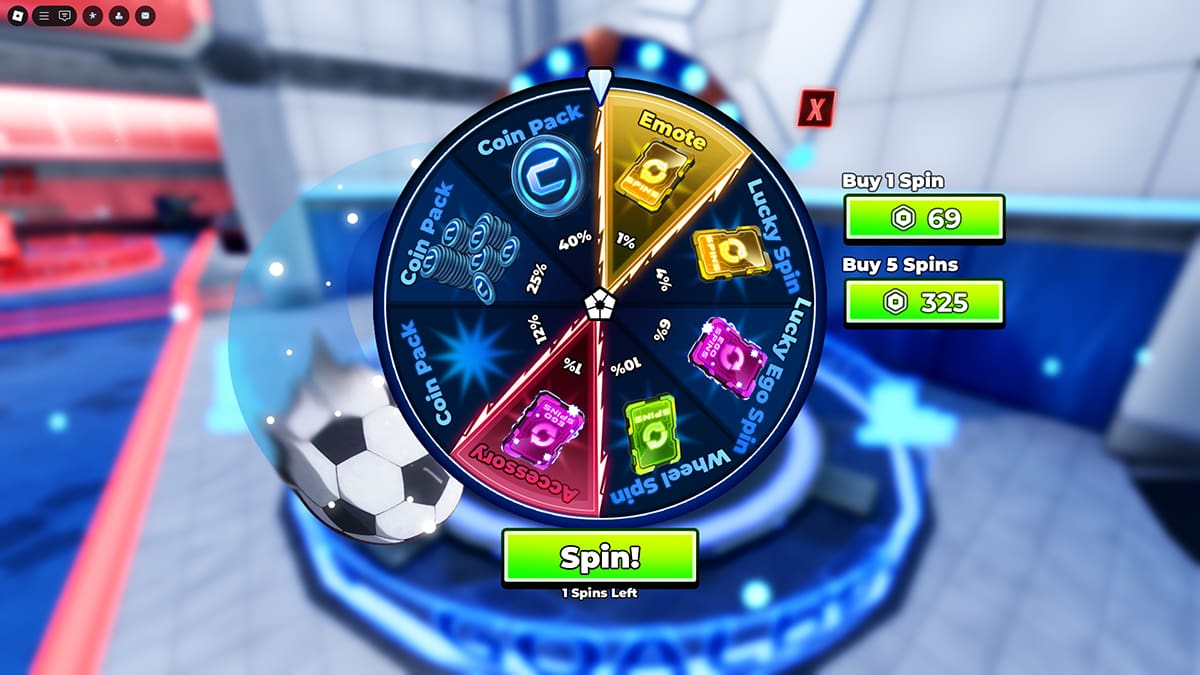 Image of the free Spin screen in Goalbound on Roblox.