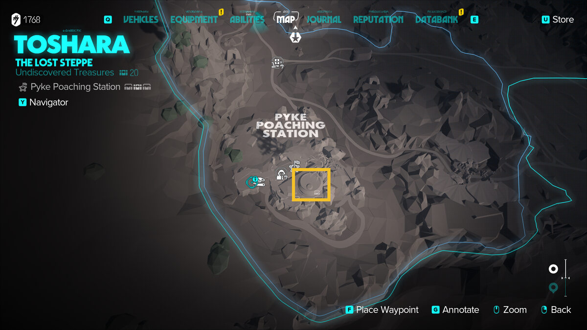 Star Wars Outlaws Pyke Syndicate Vault Keycard locations: Pyke Poaching Station on the map.