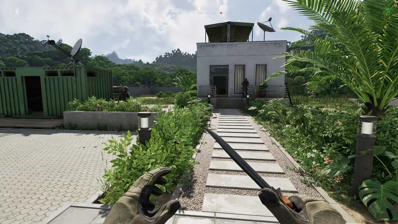 Gray Zone Warfare best settings: A player stands in the camp, demonstrating the DLSS Balanced settings preset. Image captured by VideoGamer.