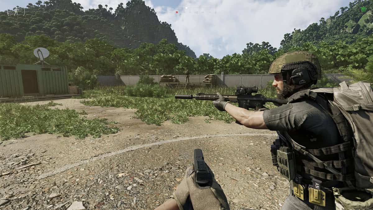 A player holds a pistol next to an ally player.