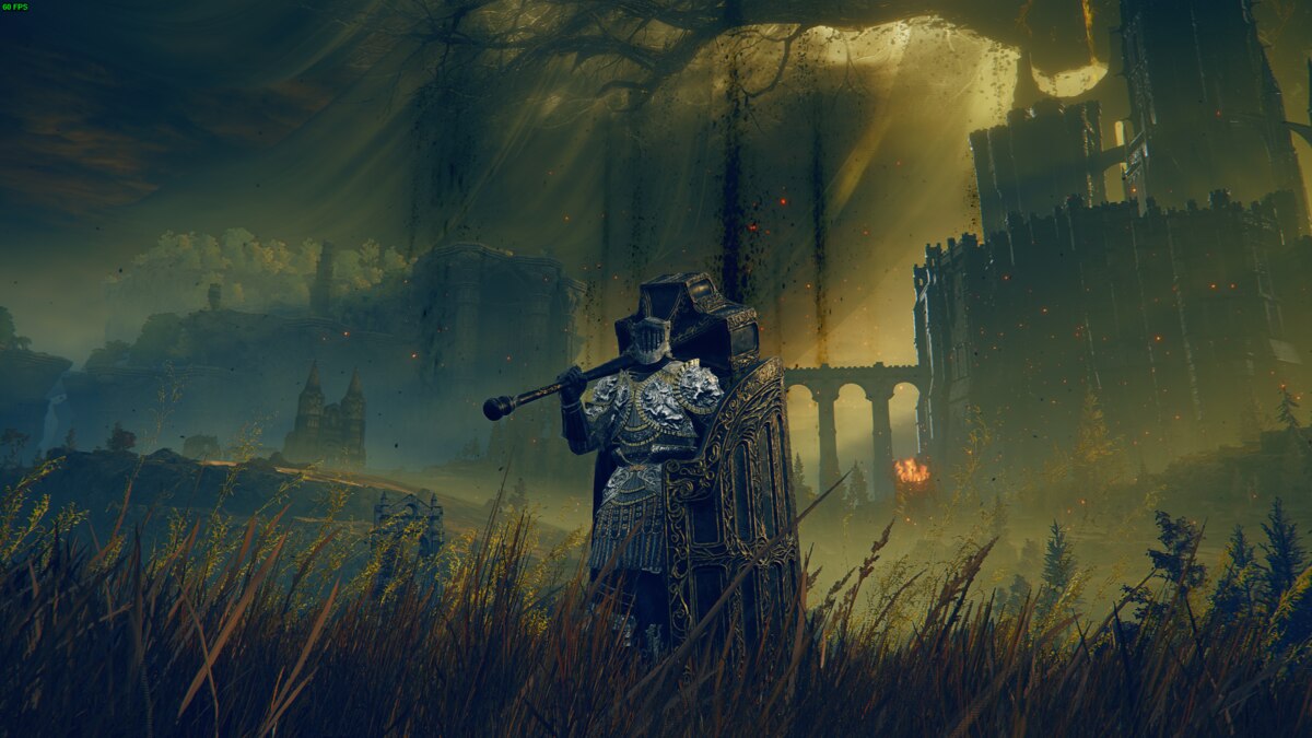 Elden Ring Shadow of the Erdtree best Black Steel Greathammer build: Tarnished in the Realm of Shadow.