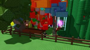 Image of the player inside their garden in Grow a Garden on Roblox, with crops sporting multiple Mutations.