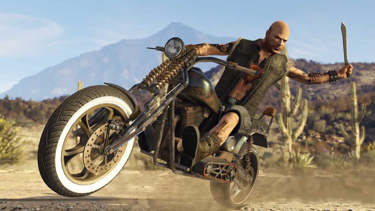 A player riding a motorcycle in GTA Online. Image from Rockstar Games.