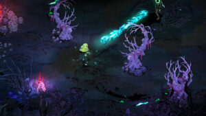 Hades 2 best build: in-game screenshot of Melinoe fighting the Guardian boss Hecate in a dark arena.