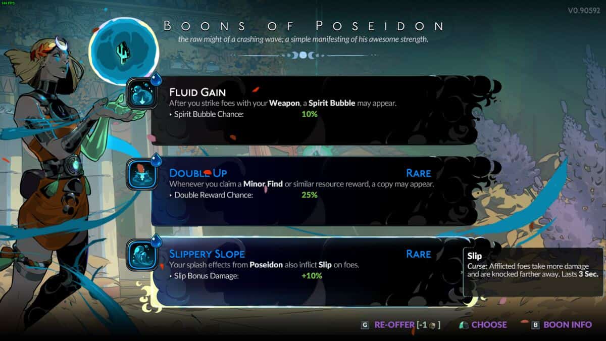 Hades 2 best build: in-game Poseidon Boon selection menu.