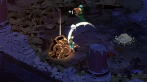 Hades 2 Bronze: A player mines bronze in the city of Ephyra. Image captured by VideoGamer.