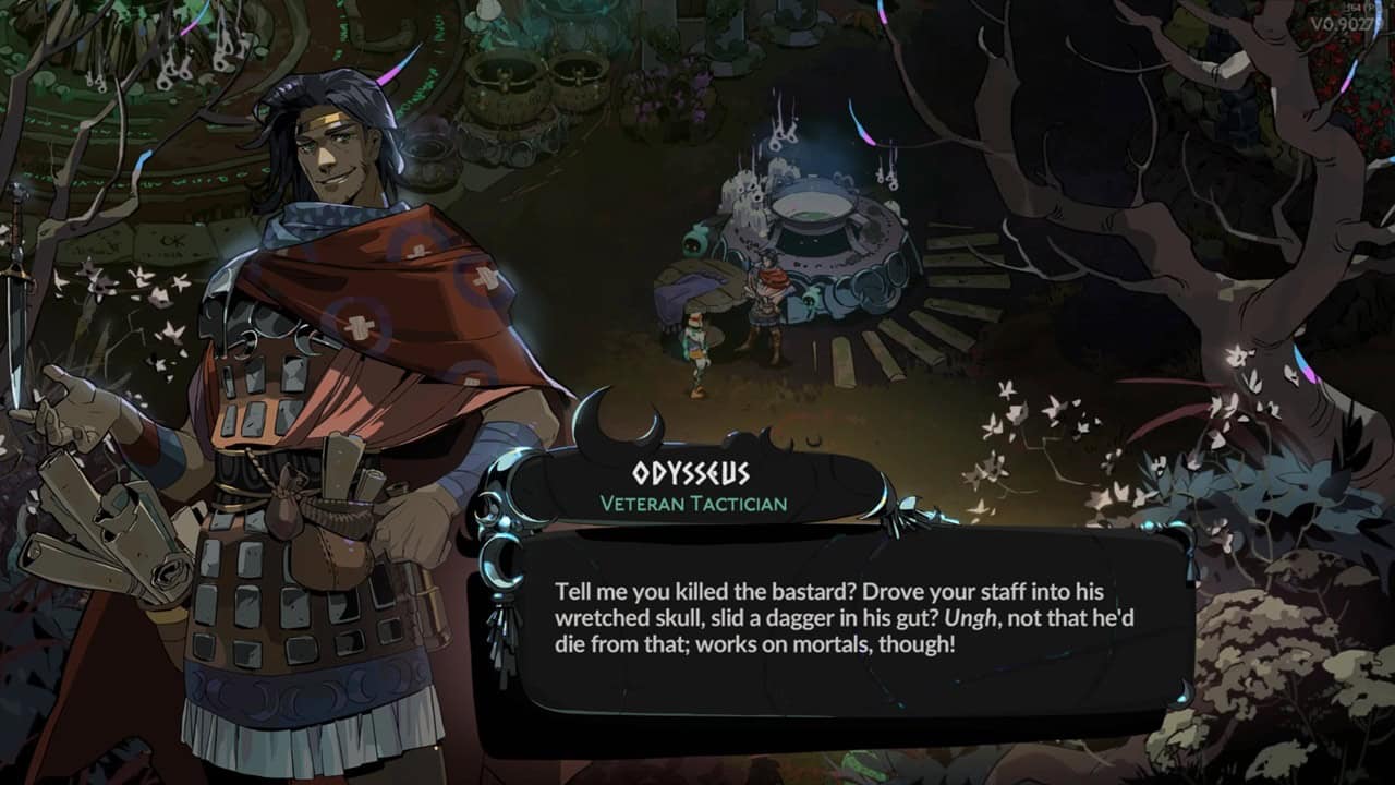 Hades 2 characters: A dialogue from Odysseus in the game. Image captured by VideoGamer.