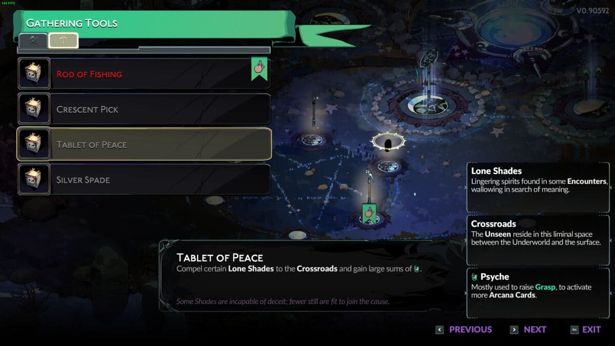 Hades 2 how to increase Grasp: interface showing a menu titled 