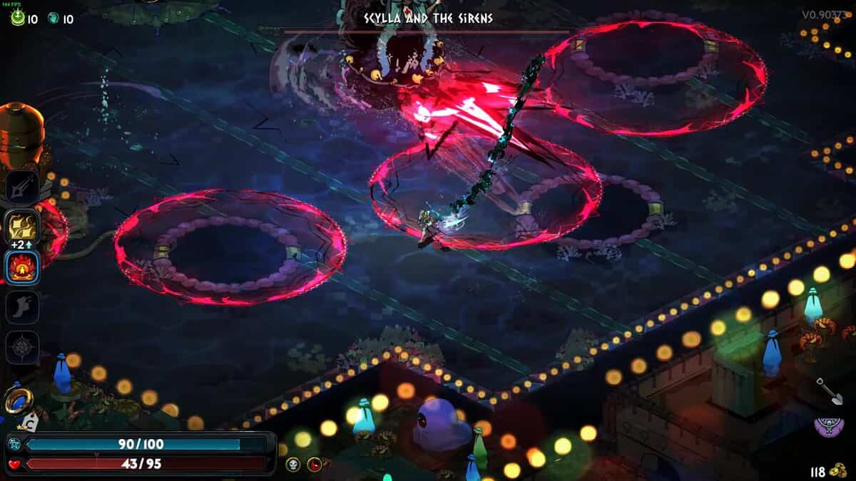 Hades 2 Scylla boss guide: a character battles Scylla, a large sea creature.