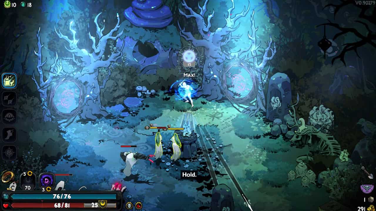 Hades 2 tips and tricks: A player uses an Omega attack to defeat shielded enemies in the game. Image captured by VideoGamer.