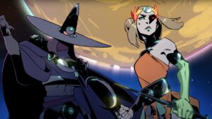 Hades 2 tips and tricks: Two animated characters, one with a wide-brimmed hat and the other with a glowing crown of leaves. Image via Supergiant Games.