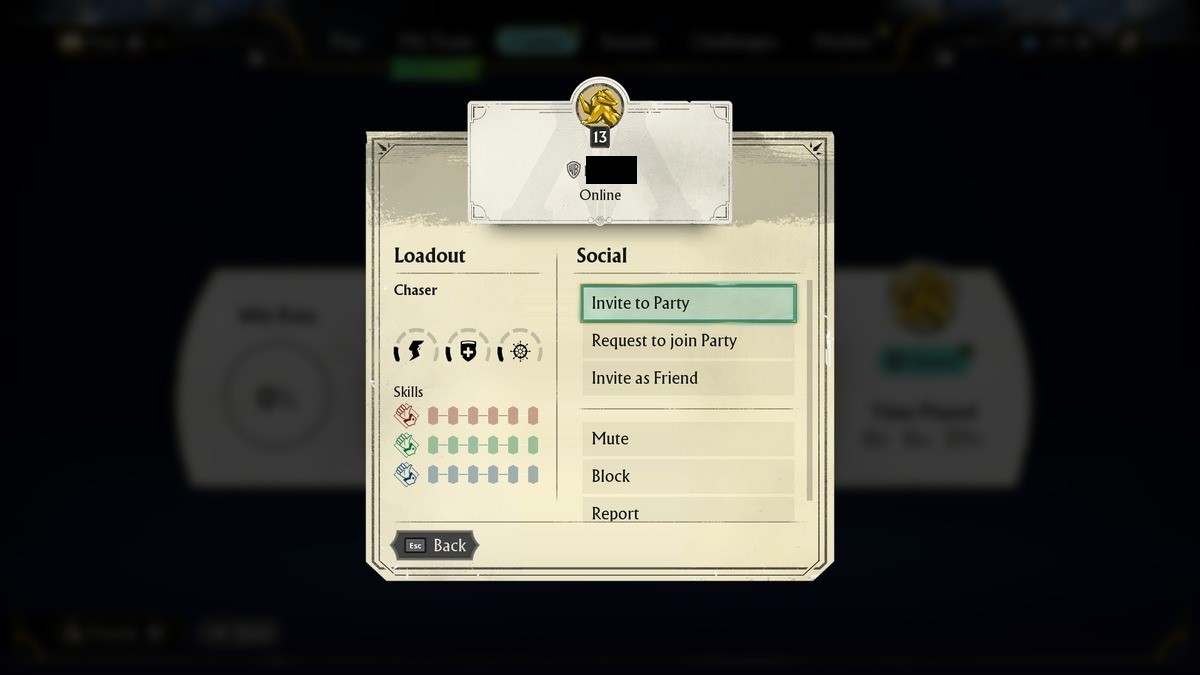 Harry Potter Quidditch Champions multiplayer: A player profile in Harry Potter Quidditch Champions.