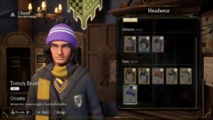 Harry Potter Quidditch Champions Twitch Drops: A player in robes and a scarf wearing a purple beanie.