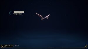 Harry Potter Quidditch Champions Winged Keys: A Winged Key floating on a dark blue background.
