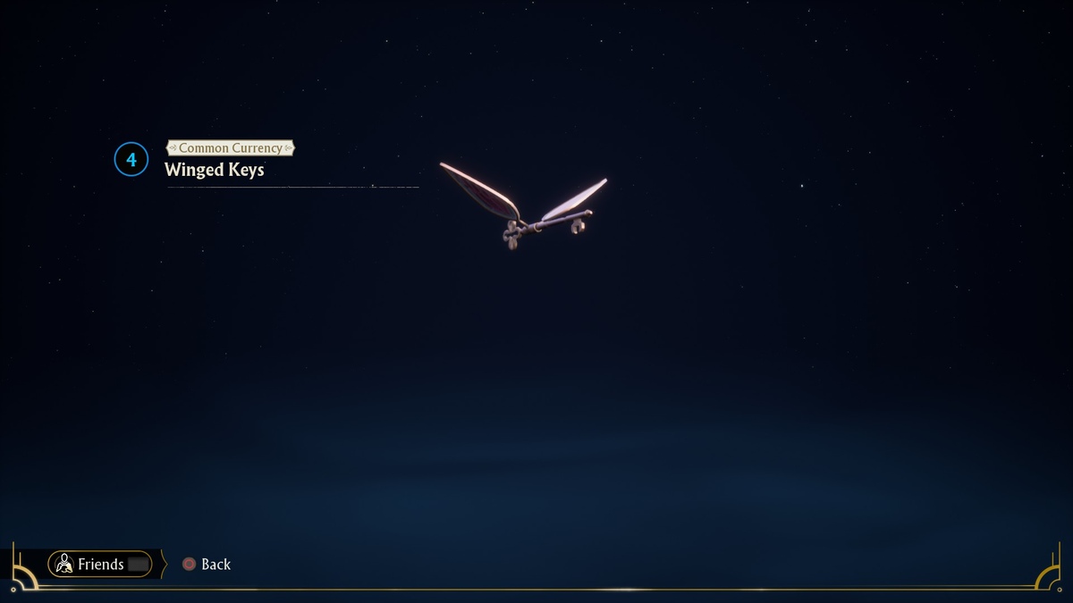 Harry Potter Quidditch Champions Winged Keys: A Winged Key floating on a dark blue background.