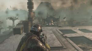 Helldivers 2 aim down sights - A player fights a Hulk in the game.