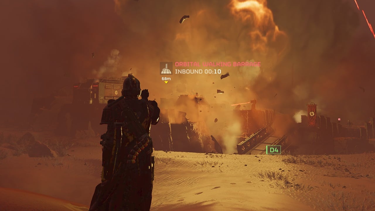 Helldivers 2 annihilator tank - An image of a player calling down a stratagem in the game.