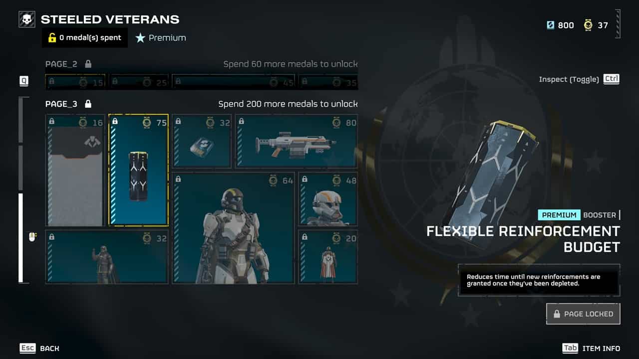 Helldivers 2 best boosters: The Flexible Reinforcement Budget booster in the game. Image captured by VideoGamer