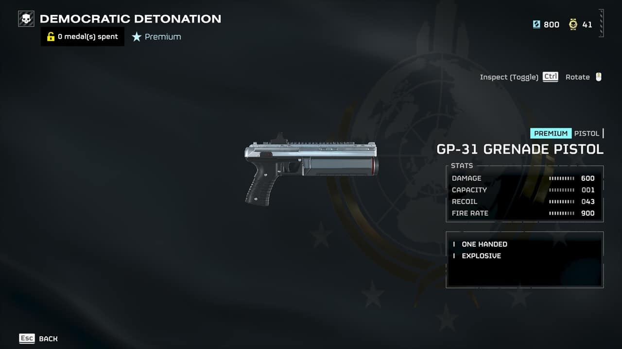 The GP-31 Grenade Pistol in the acquisitions menu. Image captured by VideoGamer.