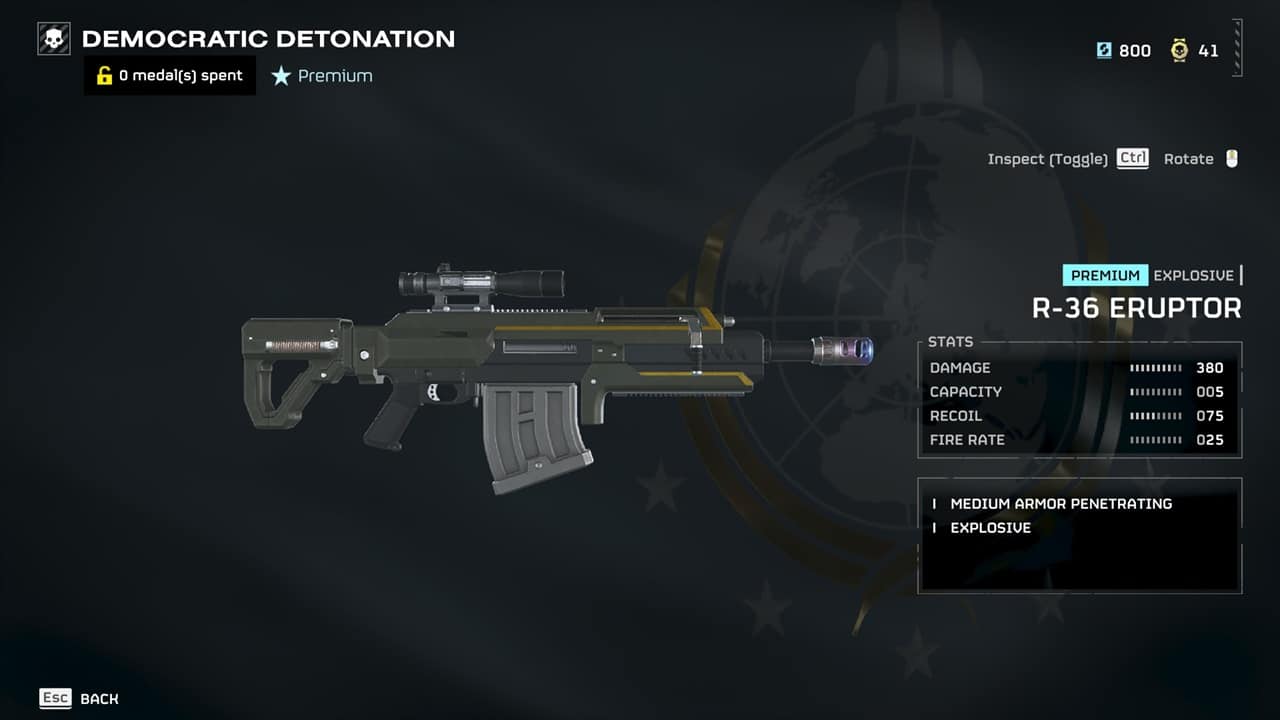 The R-36 Eruptor in the acquisitions menu. Image captured by VideoGamer.