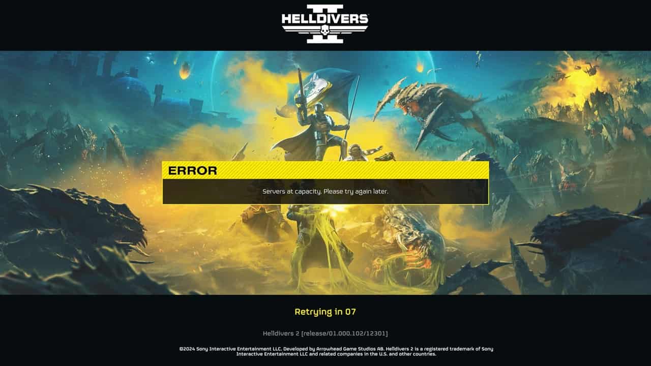 A server full screen in Helldivers 2. Image captured by VideoGamer.