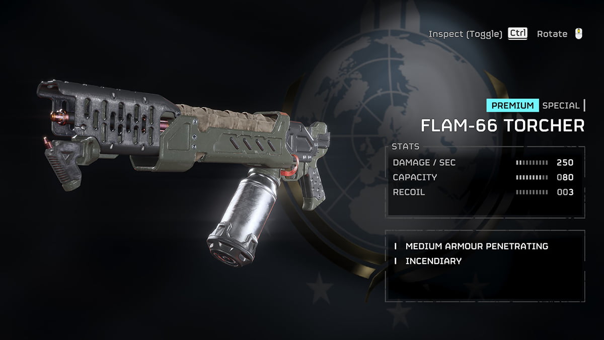 Image of the FLAM-66 Torcher primary weapon in Helldivers 2.