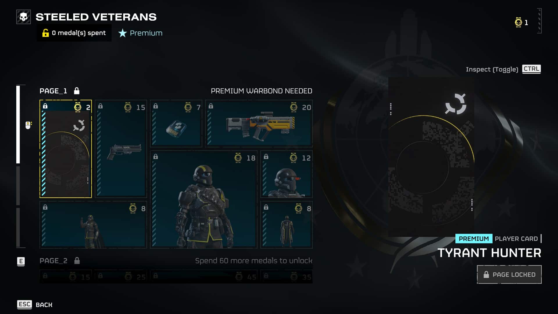 Helldivers 2 microtransactions: The first page of the Steeled Veterans Premium Warbonds store.