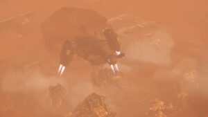Helldivers 2 01.000.100 patch notes - An image of a transport carrier escaping from Terminid forces.
