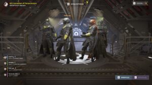 A group of people standing in a spaceship during an intergalactic mission.