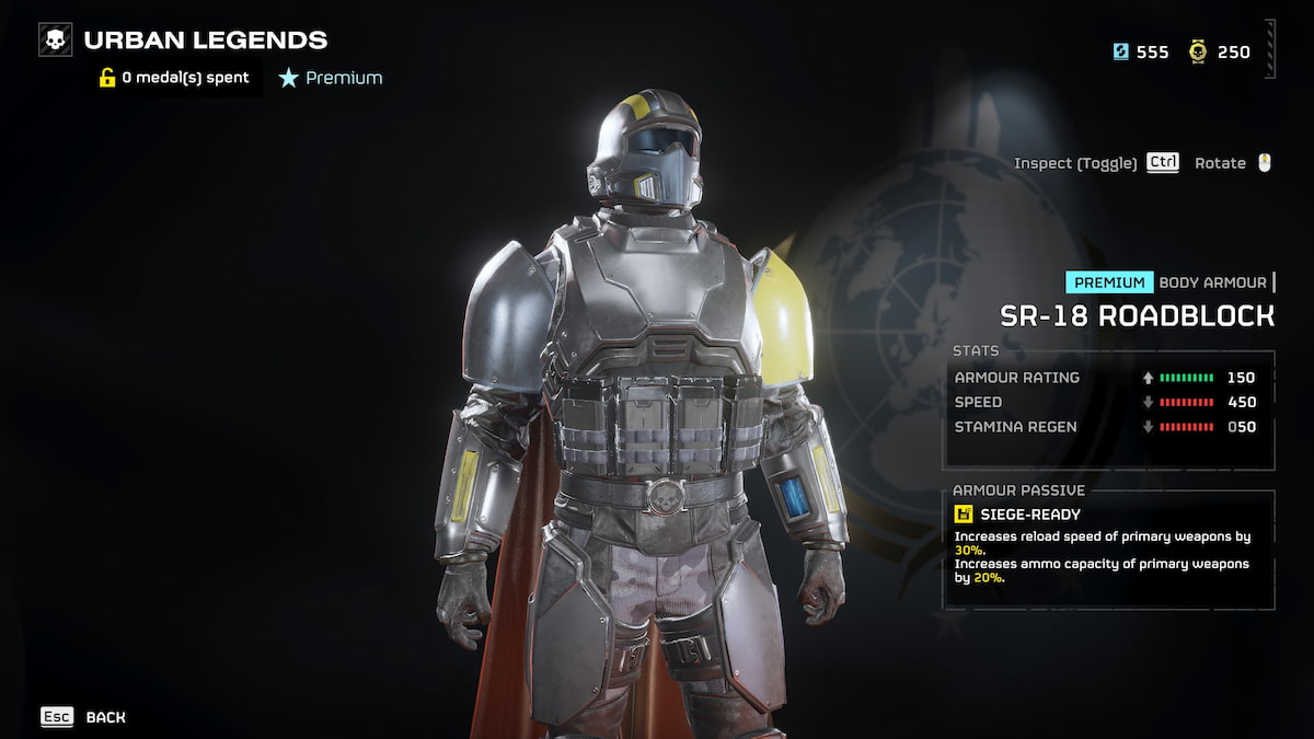 Image of the SR-18 Roadblock armor in Helldivers 2.