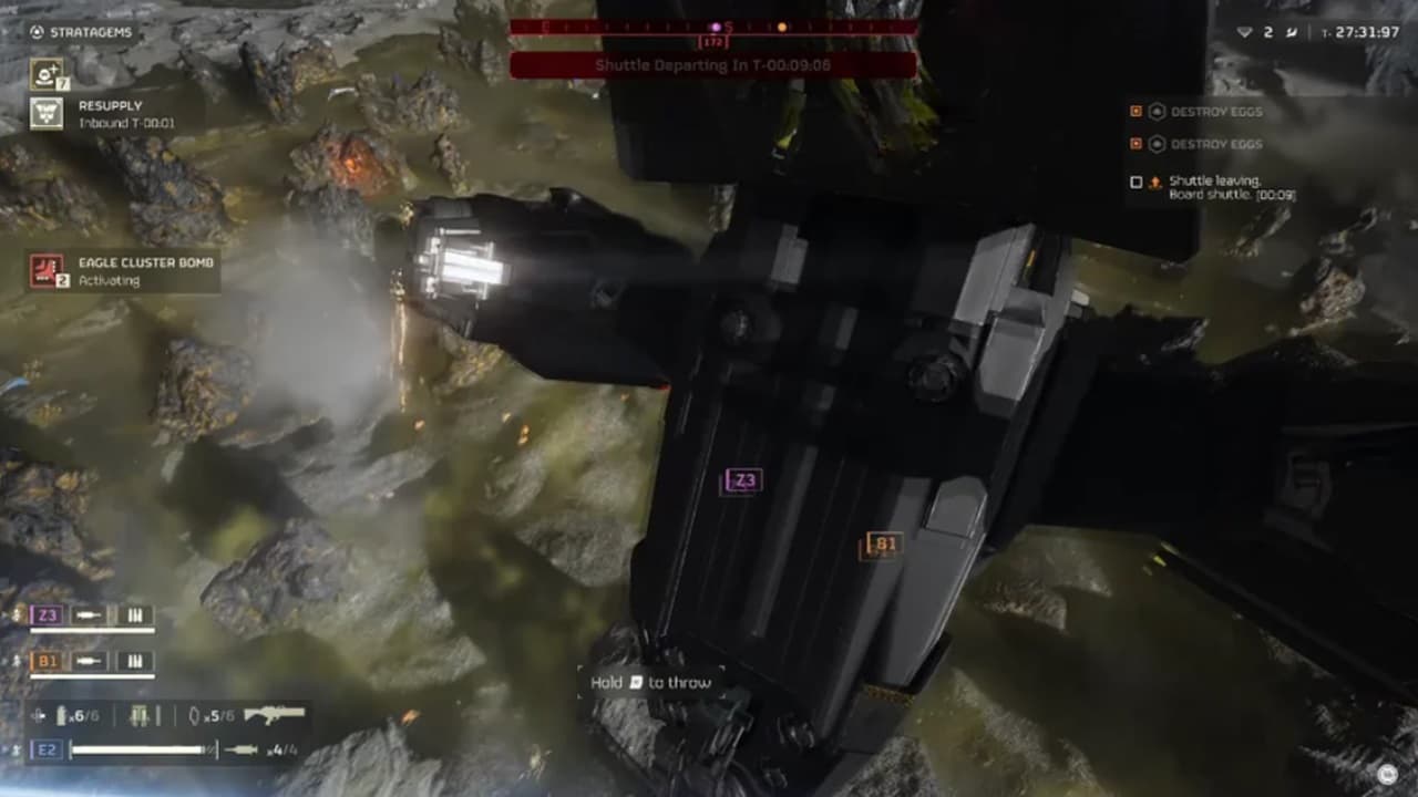 An image of a transport carrier flying over a mountain peak in Helldivers 2. Image from QuesadillaCook on Reddit.
