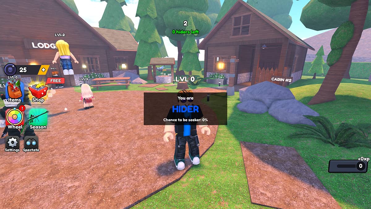 Image of the round start in the Hide or Die game on Roblox.